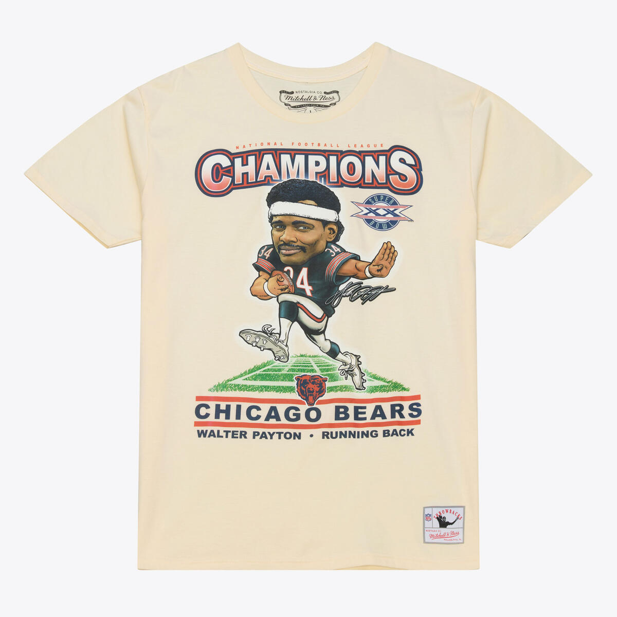 Chicago Bears Mitchell & Ness Throwback Walter Payton Natural Caricature NFC Champs T-Shirt