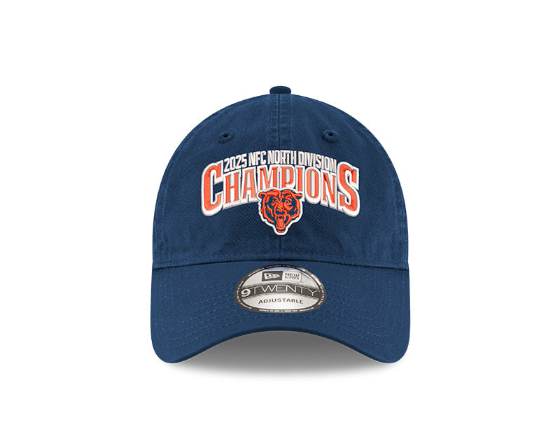 Chicago Bears New Era 2025 NFC North Division Champs Navy 9TWENTY Adjustable Hat