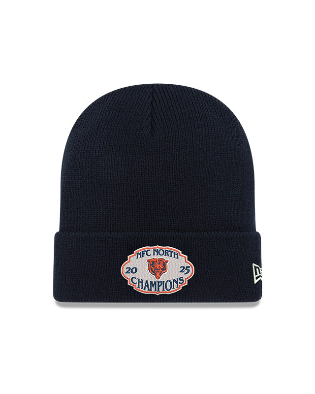 Chicago Bears New Era 2025 NFC North Division Champs Navy Cuffed Knit Hat