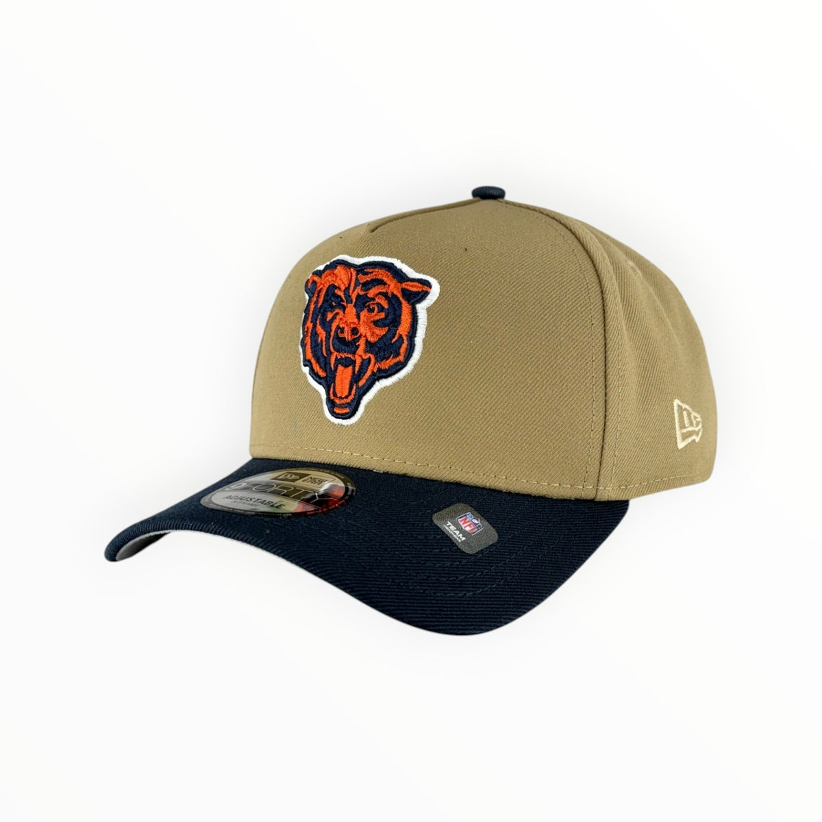 Chicago Bears New Era Khaki/Navy 9FORTY A-Frame Adjustable Hat