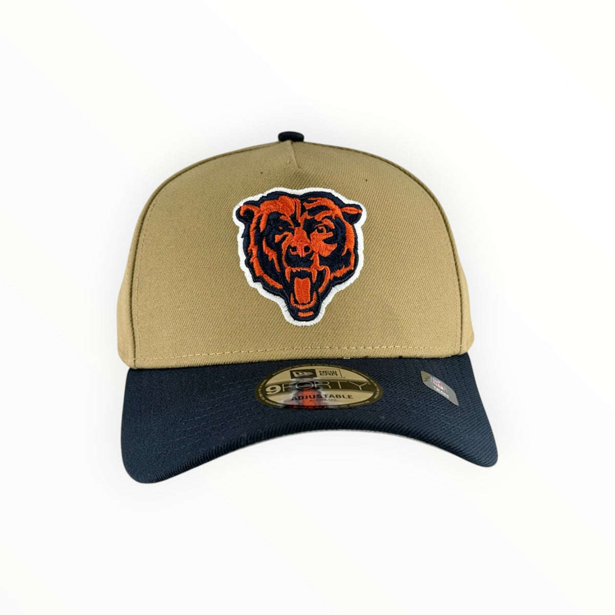 Chicago Bears New Era Khaki/Navy 9FORTY A-Frame Adjustable Hat