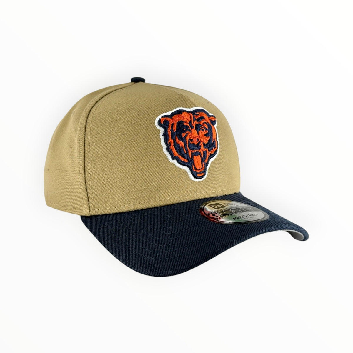 Chicago Bears New Era Khaki/Navy 9FORTY A-Frame Adjustable Hat