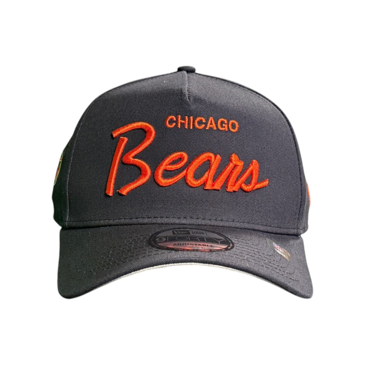 Chicago Bears New Era Navy Script 9FORTY A-Frame Adjustable Hat