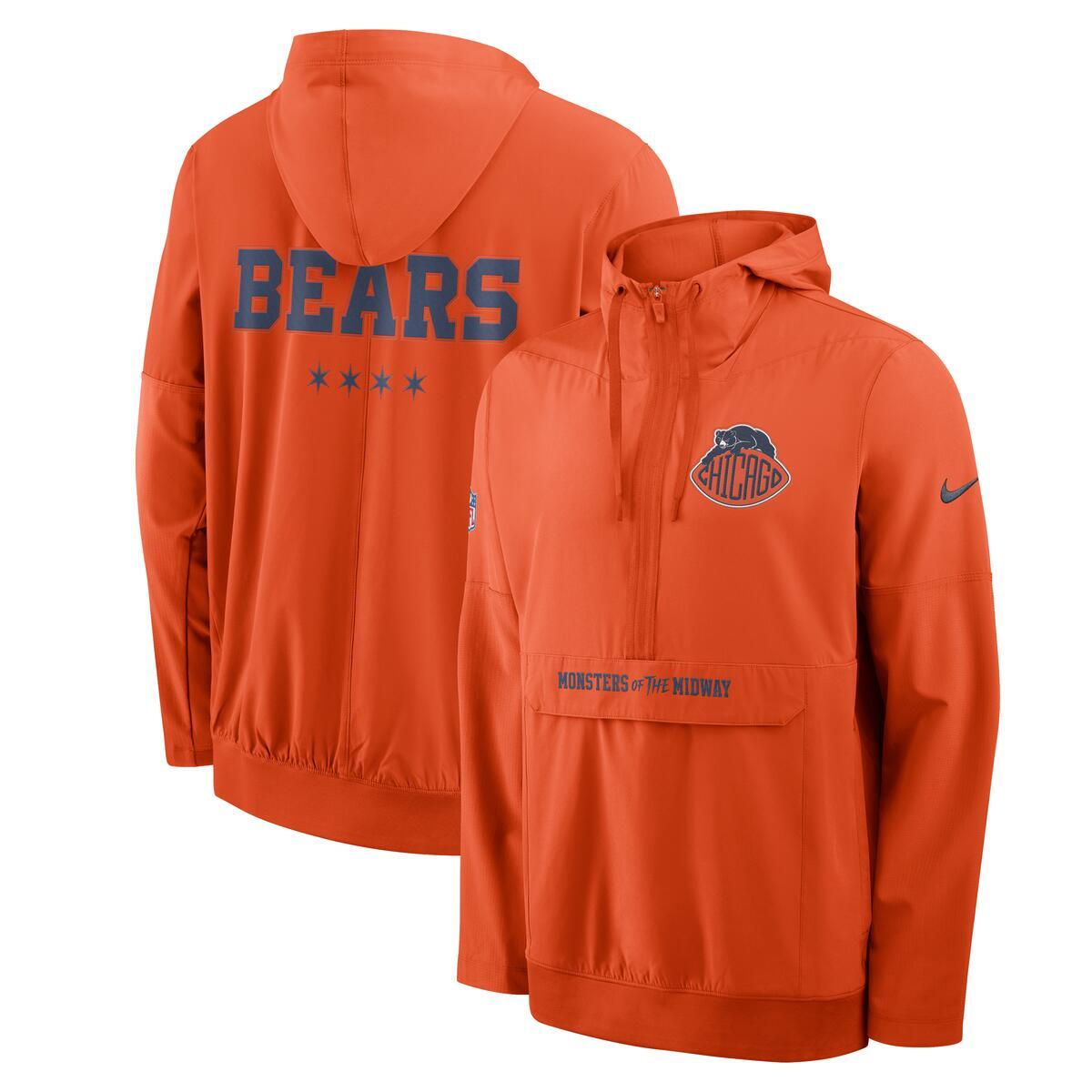 Chicago Bears Nike Men's Rivalry Sideline 2026 Anorak Orange Pullover Jacket