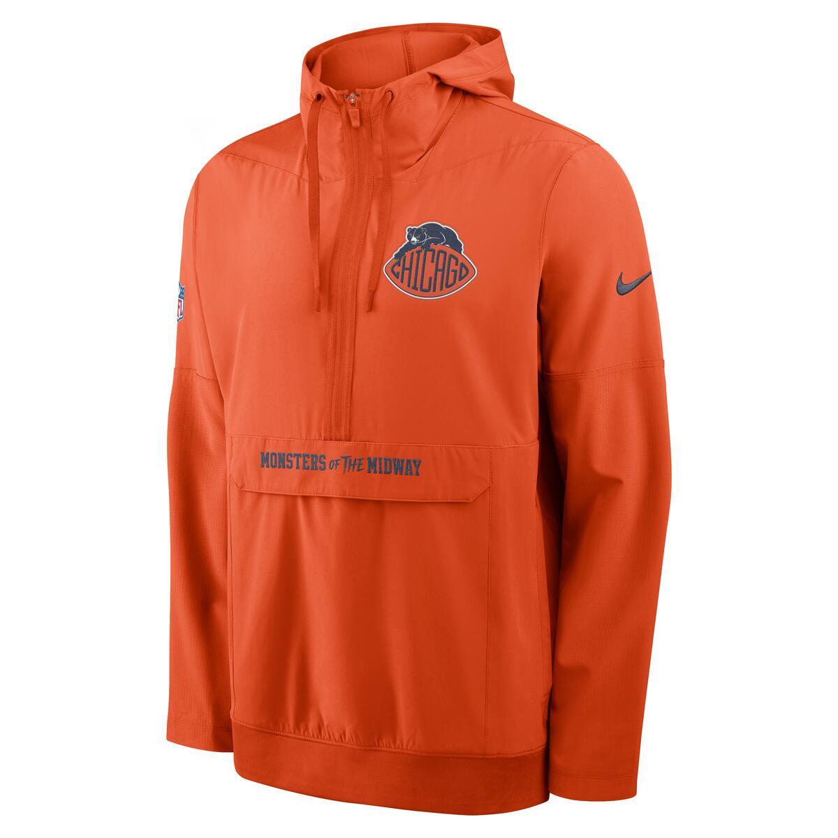Chicago Bears Nike Men's Rivalry Sideline 2026 Anorak Orange Pullover Jacket