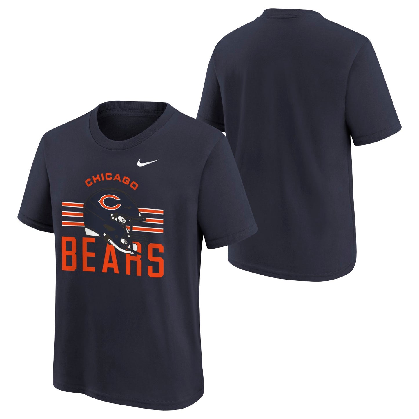 Chicago Bears Nike Youth Navy Stripe Helmet T-Shirt