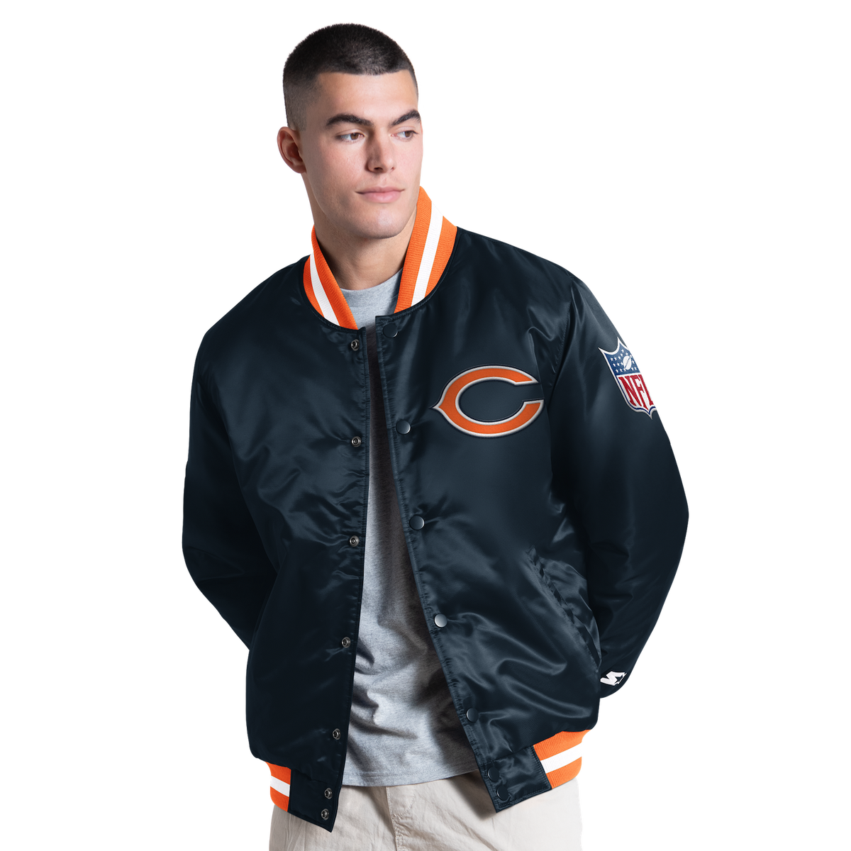 Chicago Bears Primary Logo Navy Men's Starter Jacket – Clark Street Sports