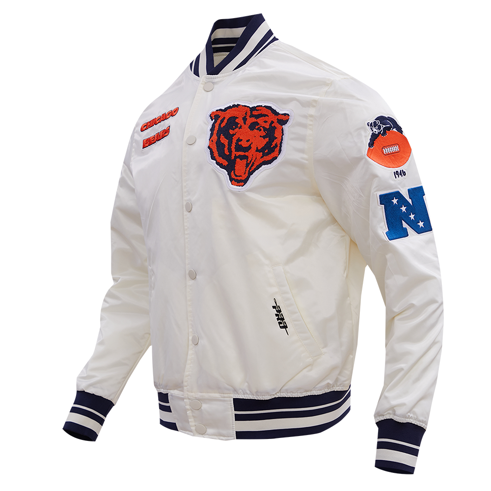 Chicago Bears Pro Standard Cream Retro Classic Satin Jacket