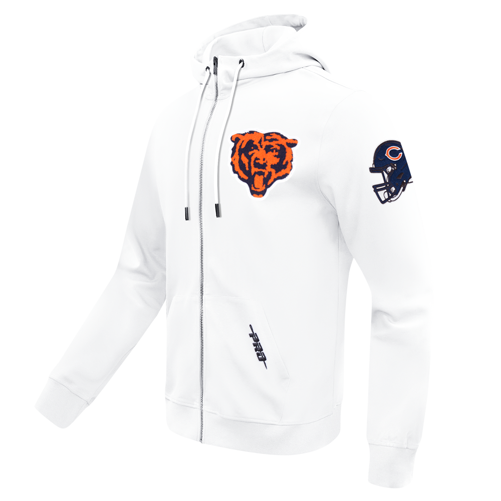 Chicago Bears Pro Standard Full Zip Chenille White Hoodie