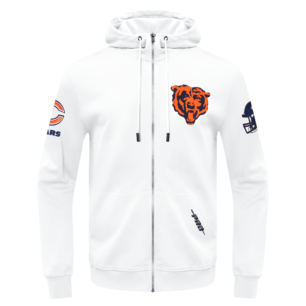 Chicago Bears Pro Standard Full Zip Chenille White Hoodie