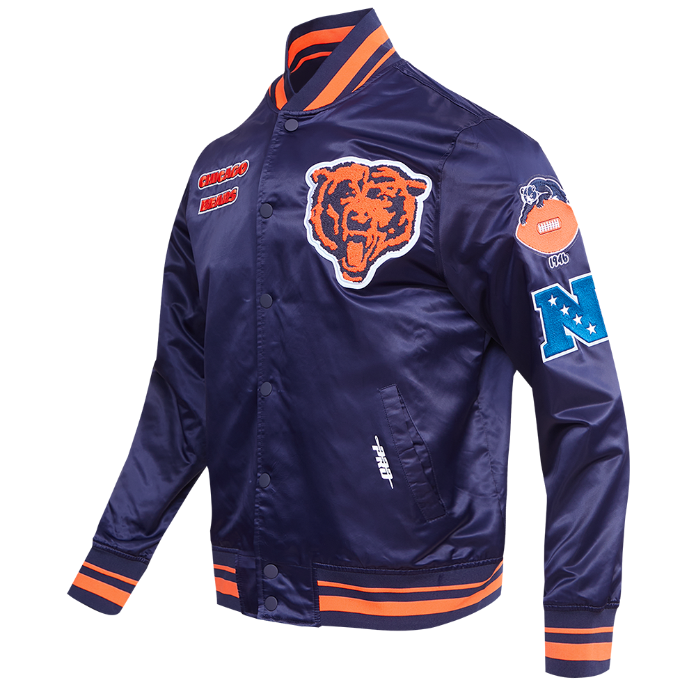Chicago Bears Pro Standard Navy Retro Classic Satin Jacket – Clark Chicago Bears Pro Standard Navy Retro Classic Satin Jacket – Clark