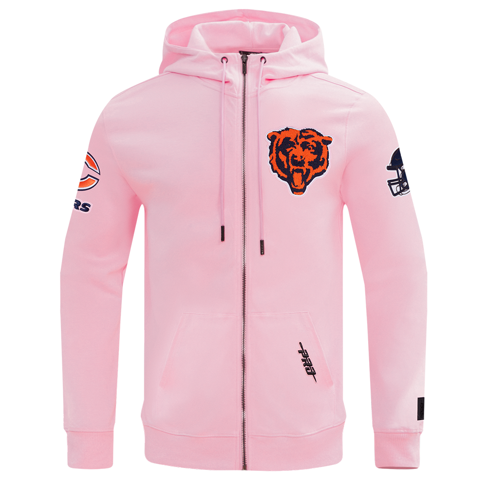Chicago Bears Pro Standard Pink Full Zip Chenille Hoodie