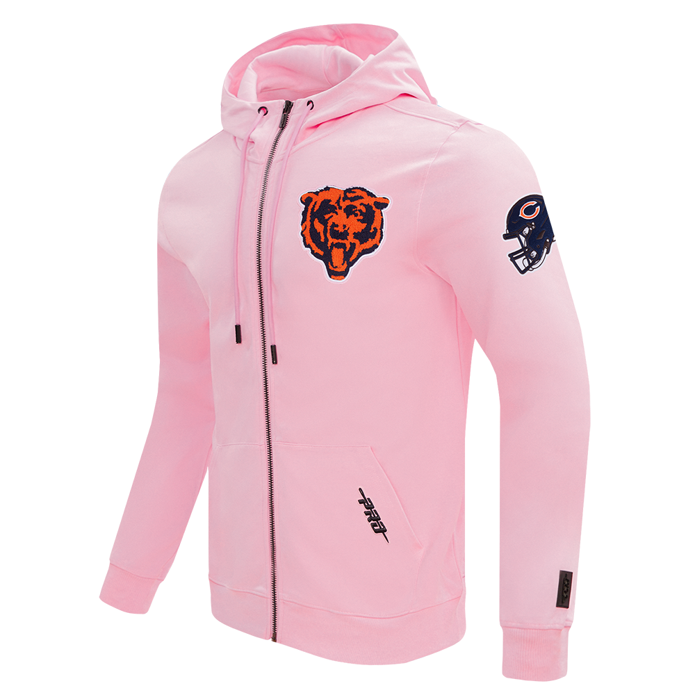Chicago Bears Pro Standard Pink Full Zip Chenille Hoodie