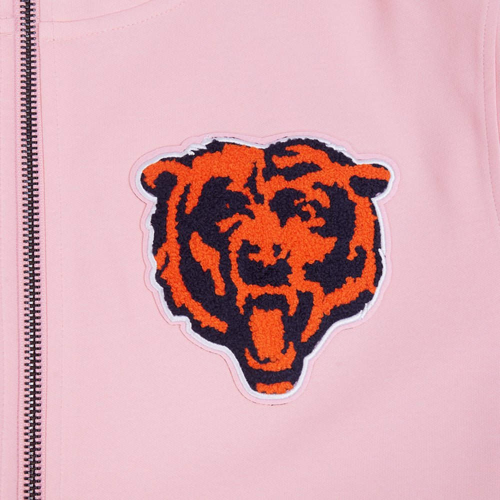 Chicago Bears Pro Standard Pink Full Zip Chenille Hoodie