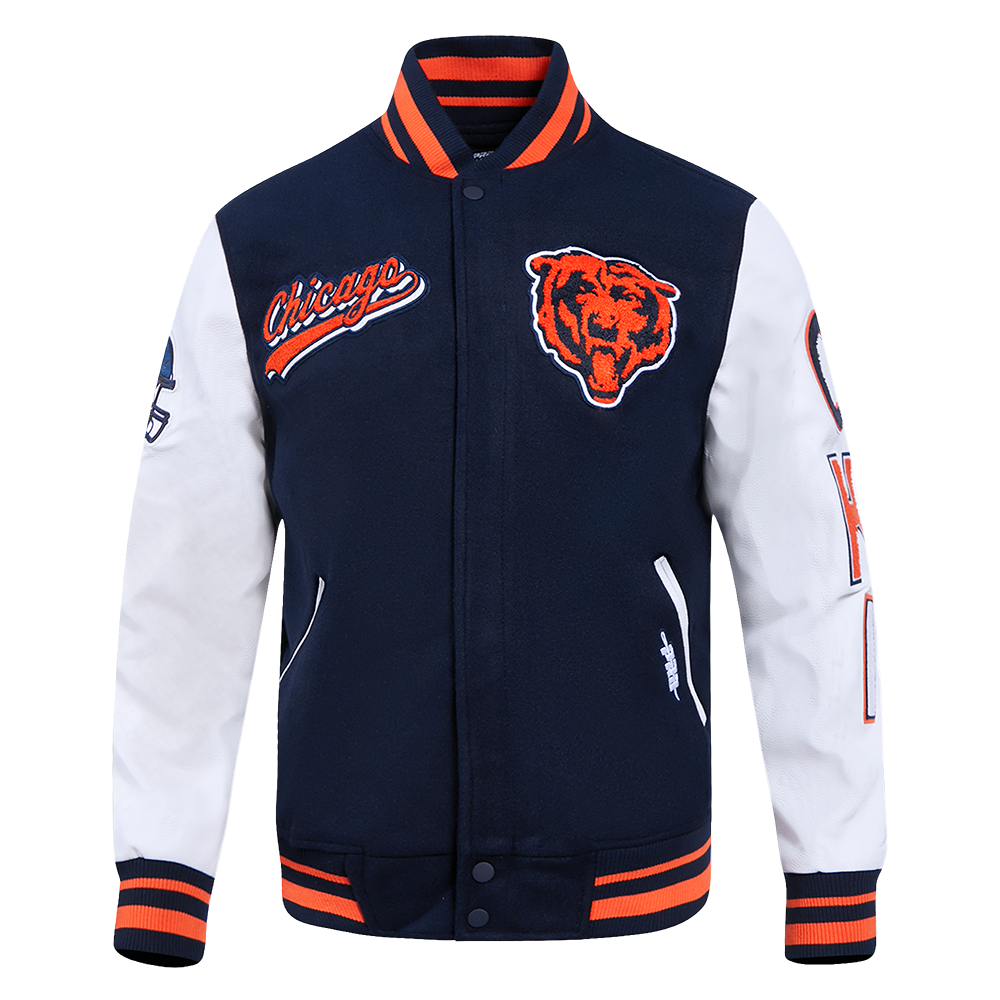 Chicago Bears Pro Standard Script Tail Wool Varsity Jacket