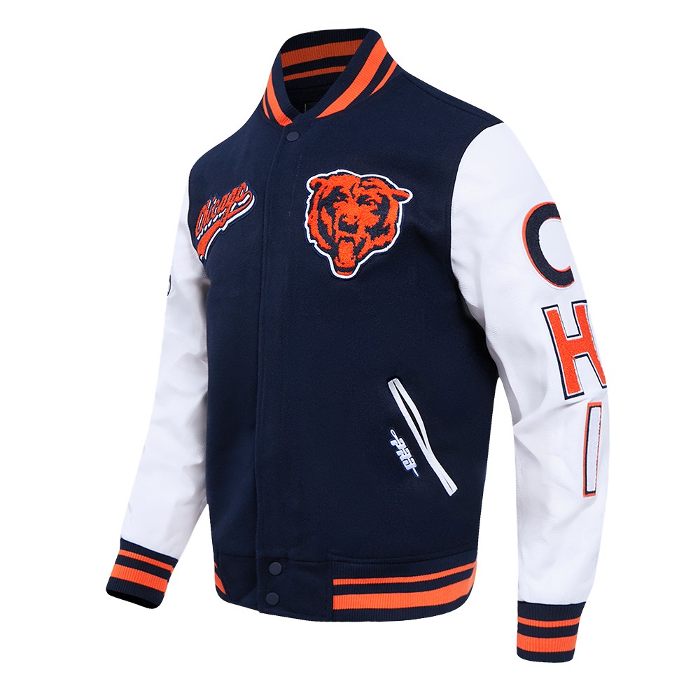 Chicago Bears Pro Standard Script Tail Wool Varsity Jacket