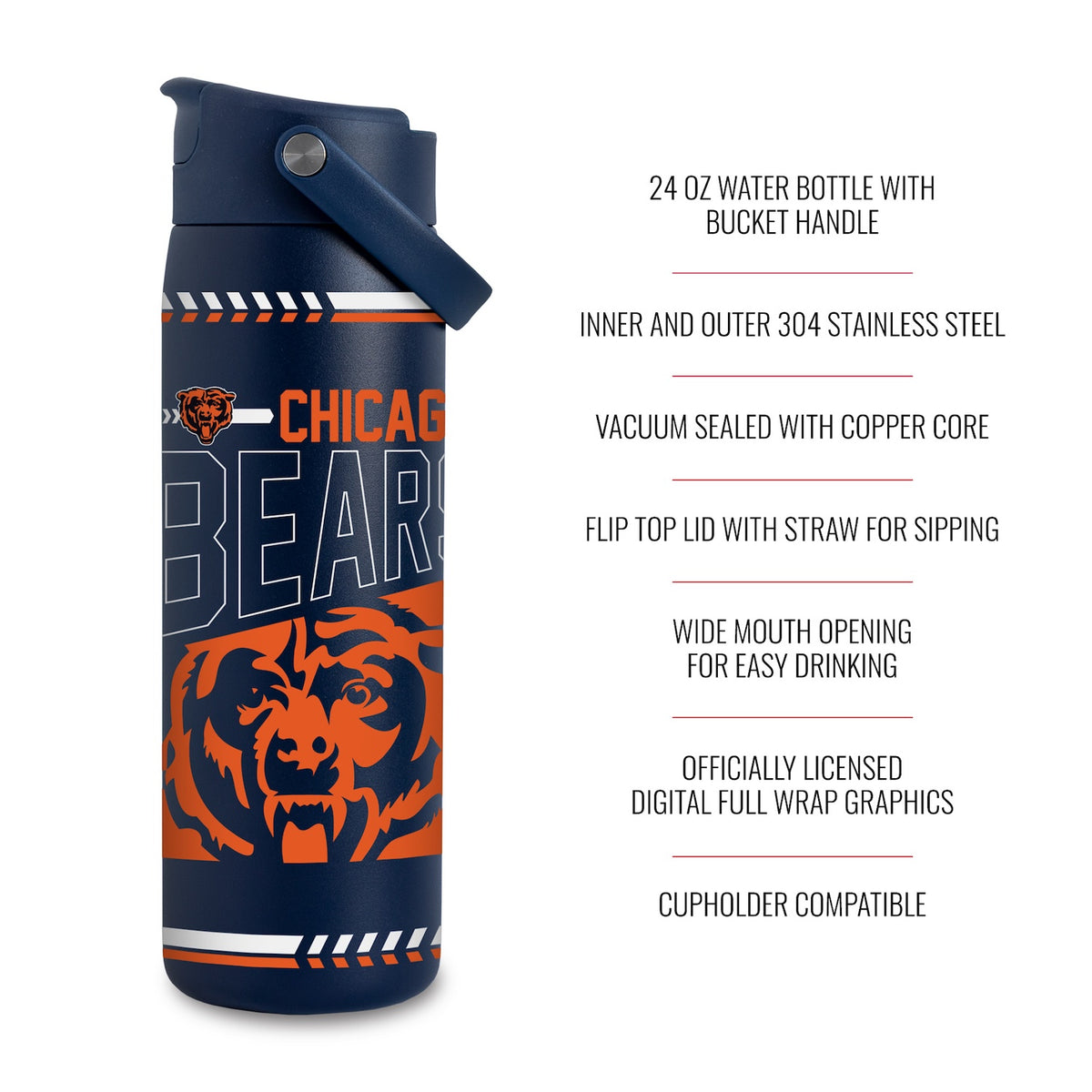 Chicago Bears Rico 22oz. Stainless Steel Water Bottle