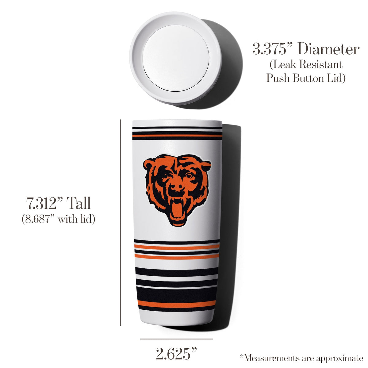 Chicago Bears White 20 oz. Ceramic Push Lid Tumbler
