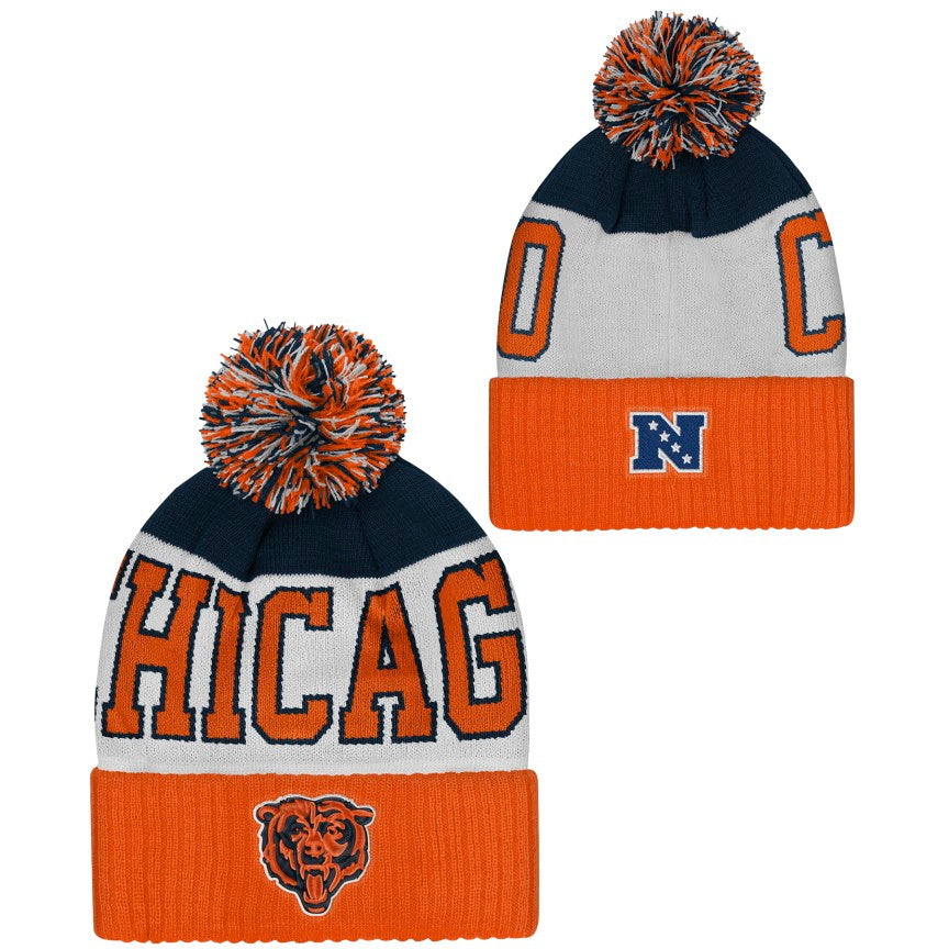 Chicago Bears Youth Goal Line Cuffed Pom Knit Hat