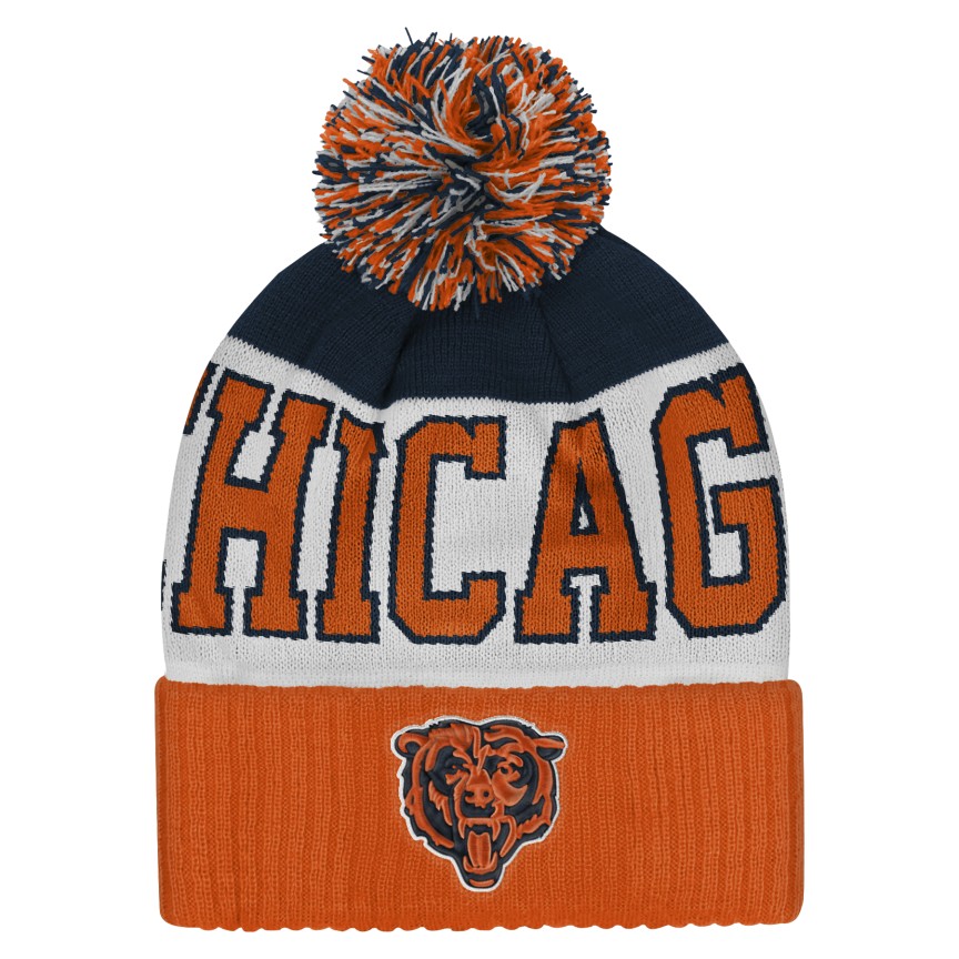 Chicago Bears Youth Goal Line Cuffed Pom Knit Hat