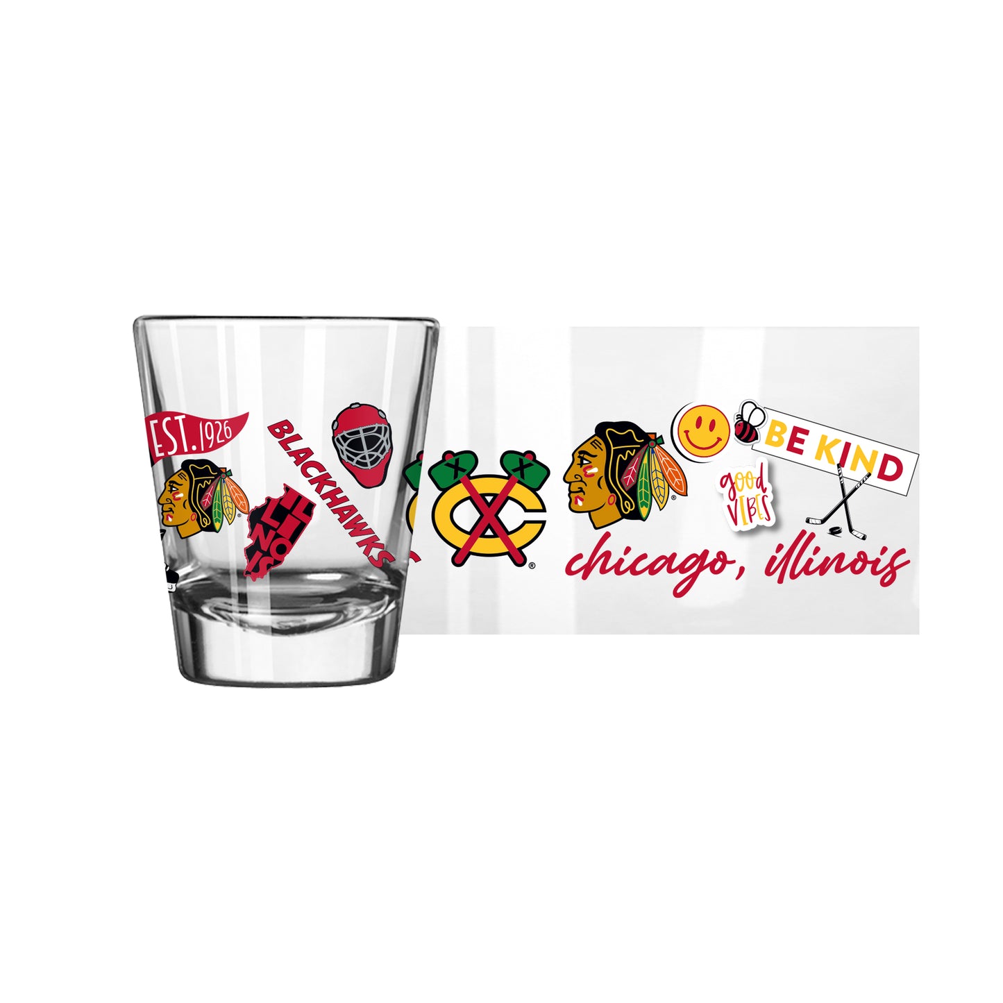 Chicago Blackhawks 2 oz. Native Design Shot Glass