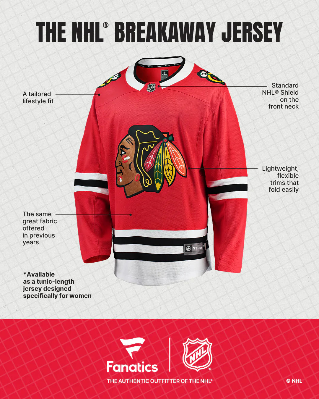 Chicago Blackhawks Centennial Fanatics Breakaway Replica Home Jersey