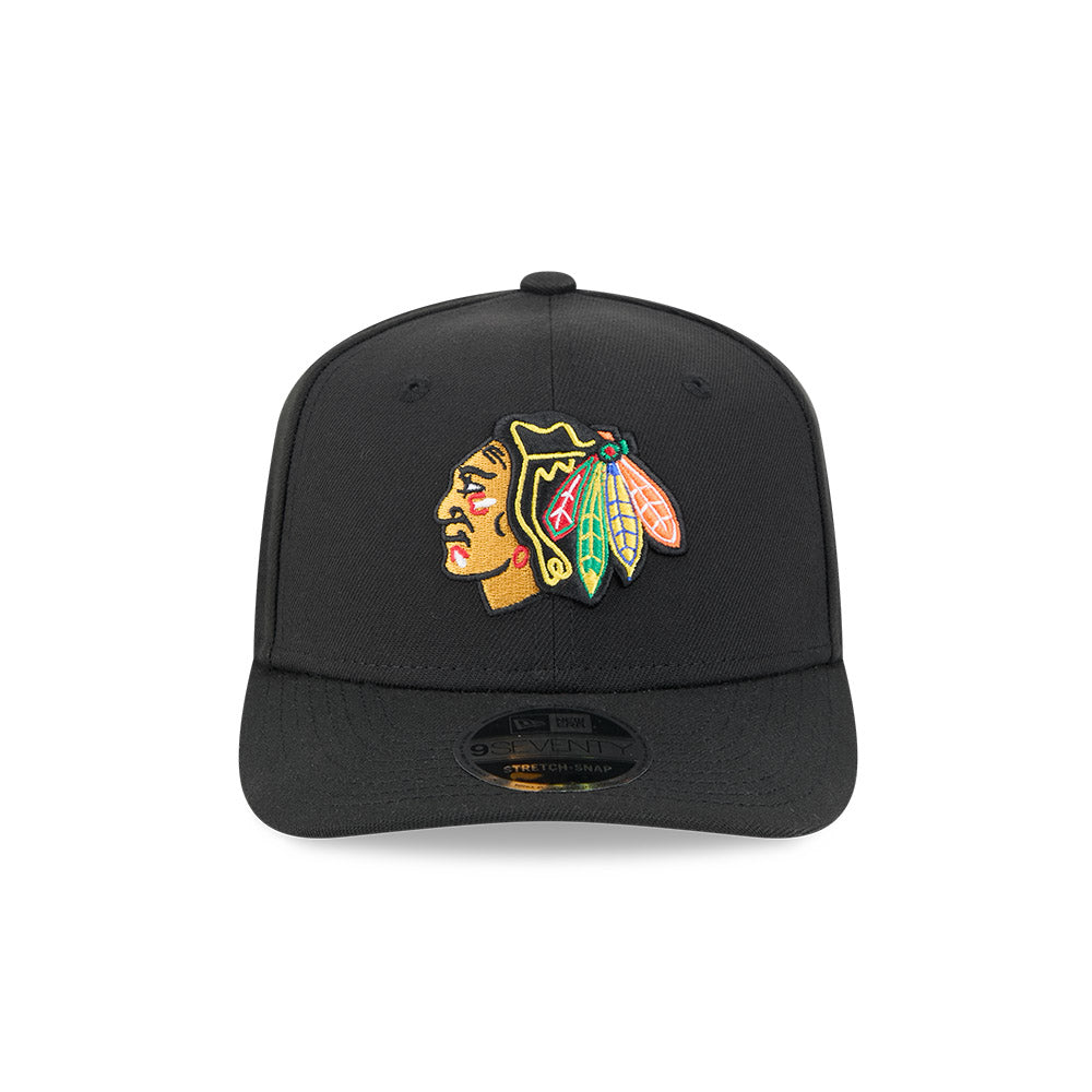 Chicago Blackhawks New Era 9SEVENTY Black Poly Stretch-Snap Adjustable Hat