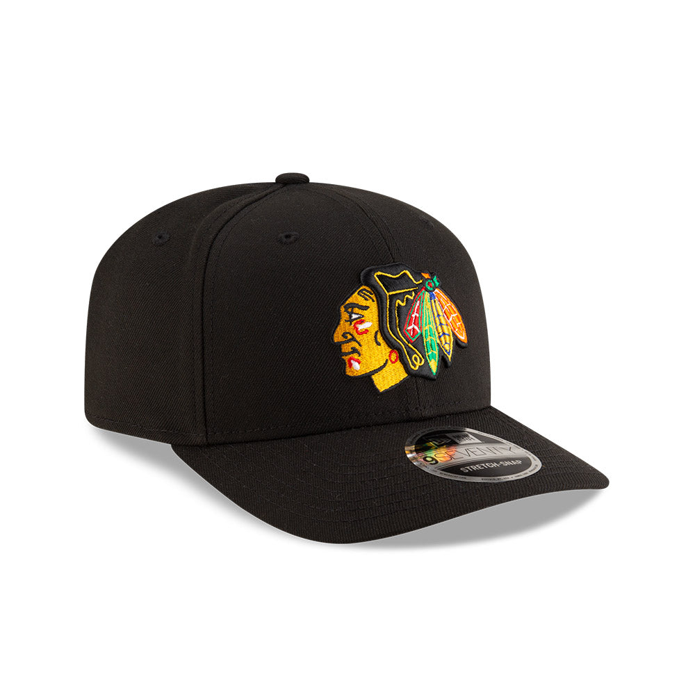 Chicago Blackhawks New Era 9SEVENTY Black Stretch-Snap Adjustable Hat