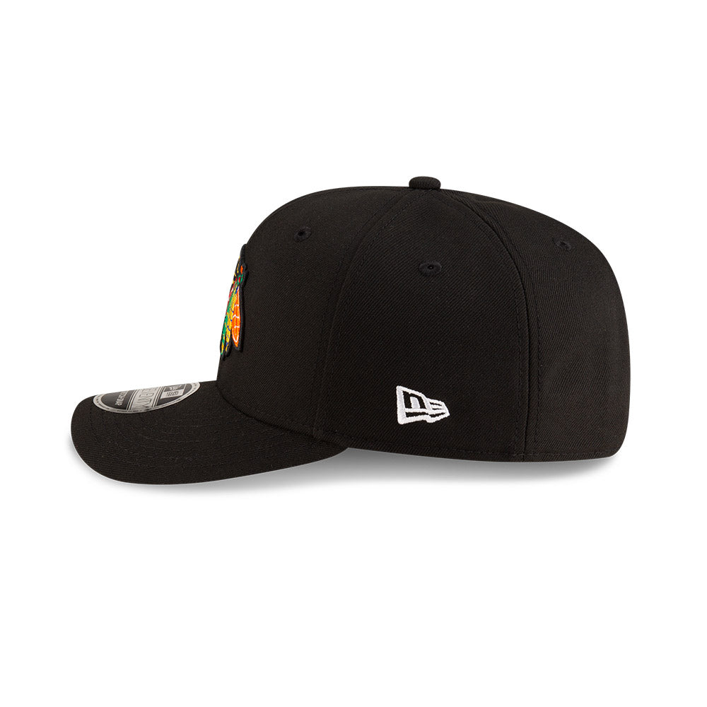 Chicago Blackhawks New Era 9SEVENTY Black Stretch-Snap Adjustable