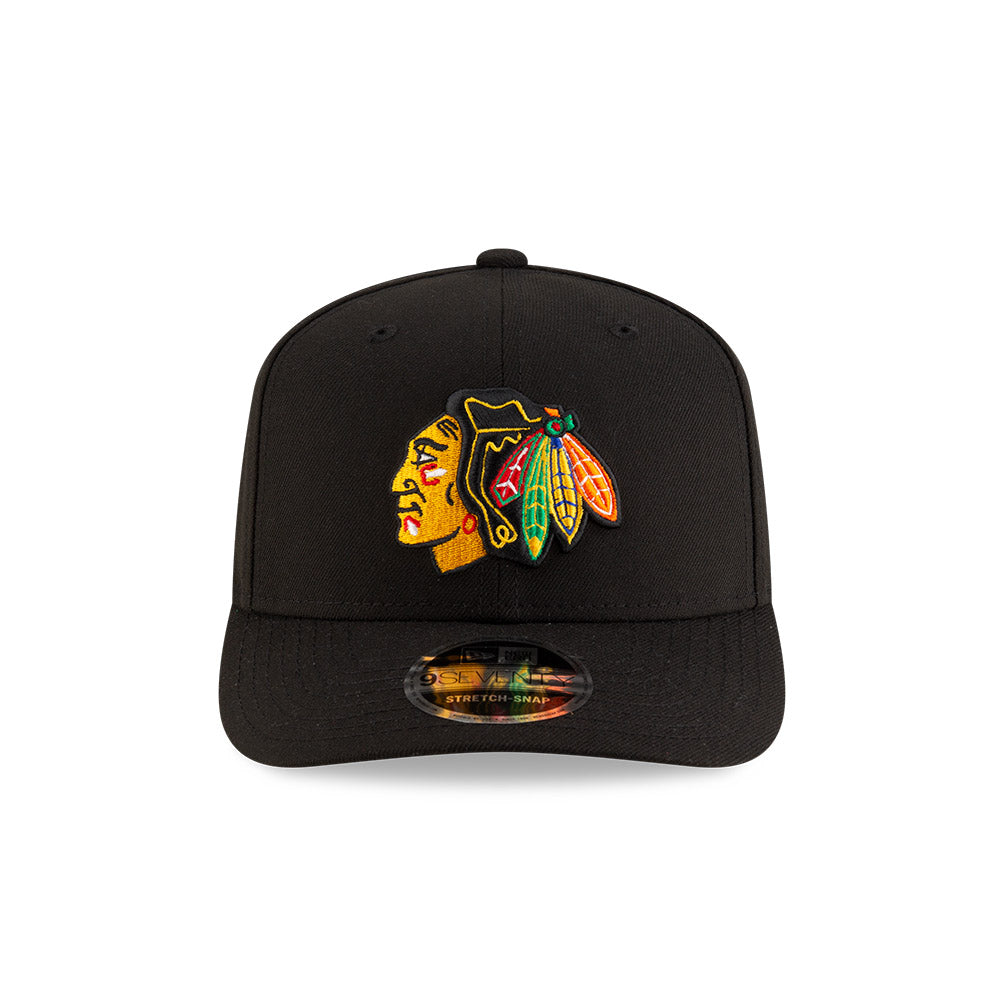 Chicago Blackhawks New Era 9SEVENTY Black Stretch-Snap Adjustable