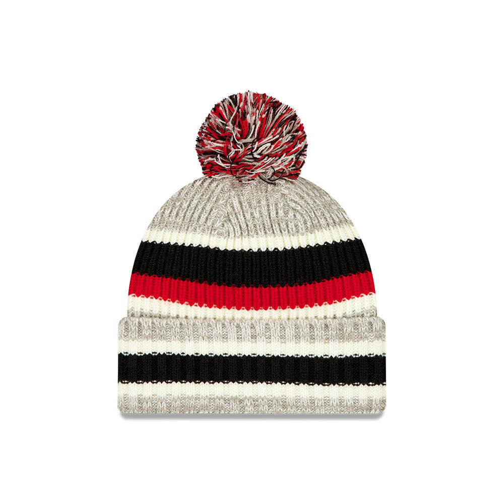 Chicago Blackhawks New Era Primary Logo Striped Knit Beanie