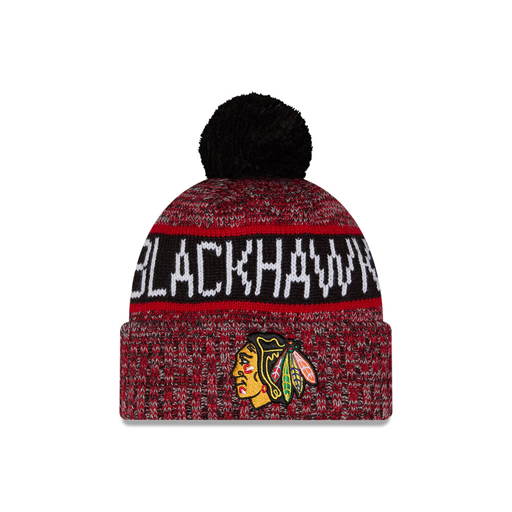 Chicago Blackhawks New Era Primary Logo Tri Color Knit Beanie