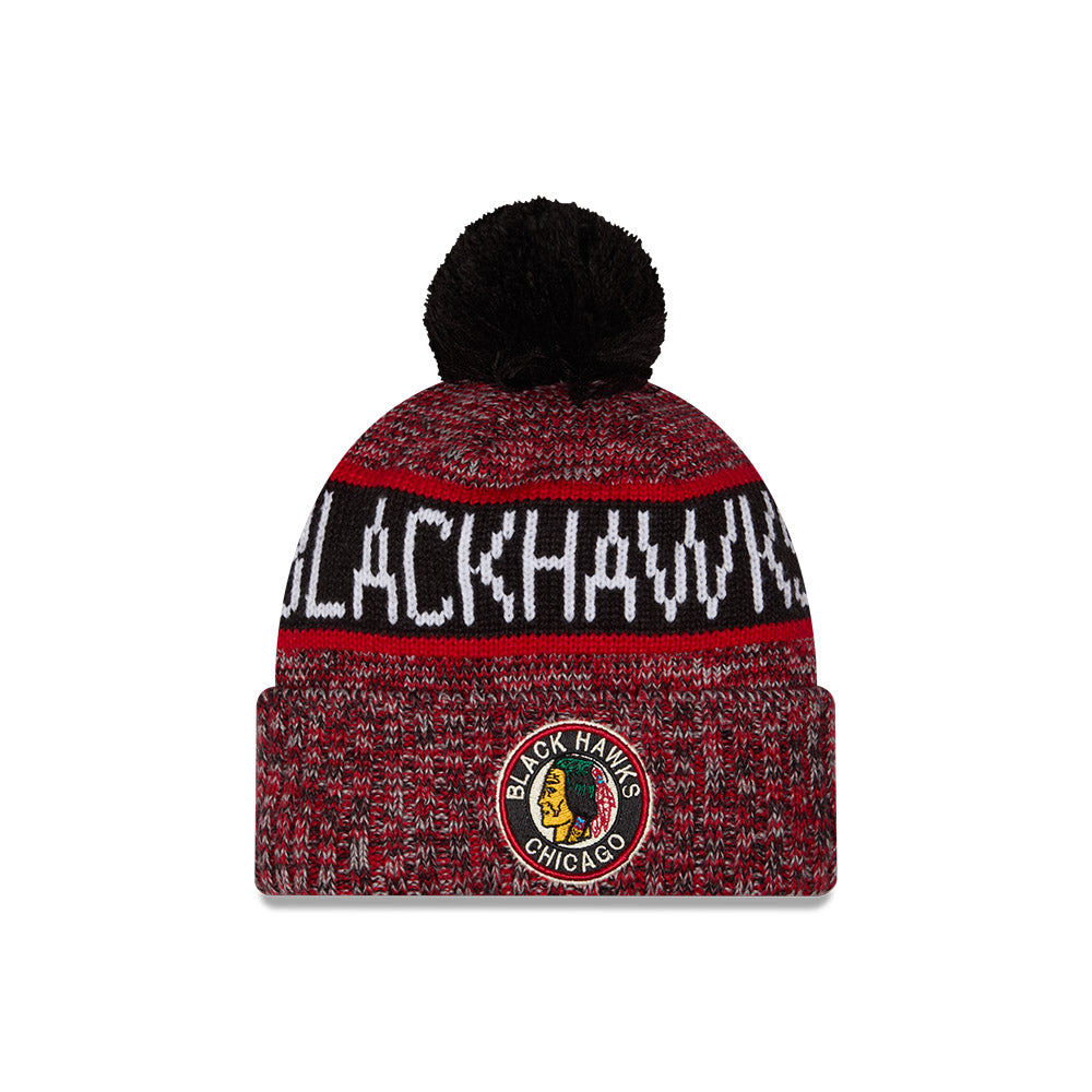 Chicago Blackhawks New Era Retro Logo Tri Color Knit Beanie