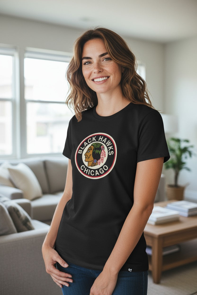Chicago Blackhawks '47 Women's Black 1837 Frankie Tee