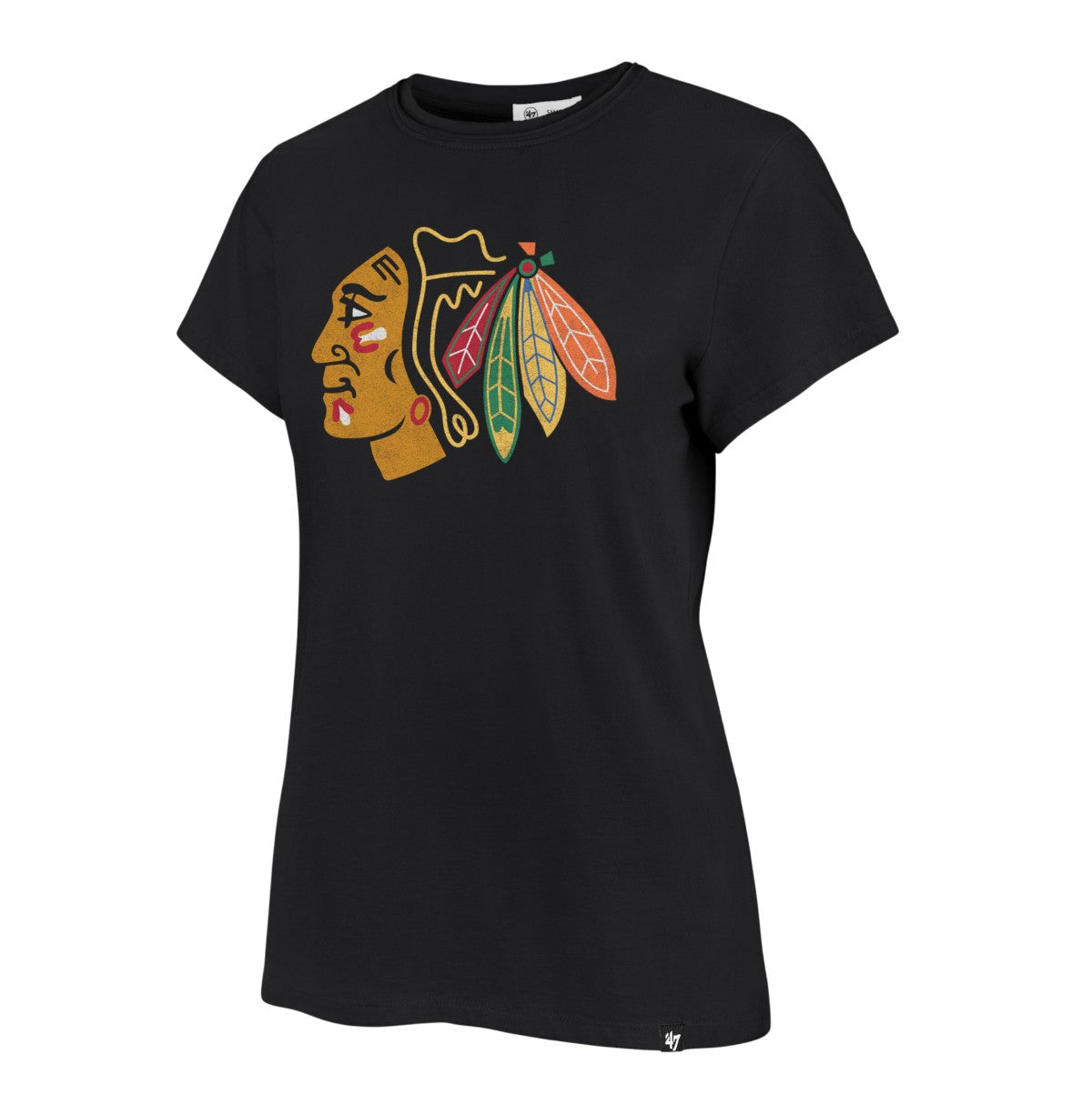 Chicago Blackhawks '47 Women's Black Primary Logo Frankie Tee