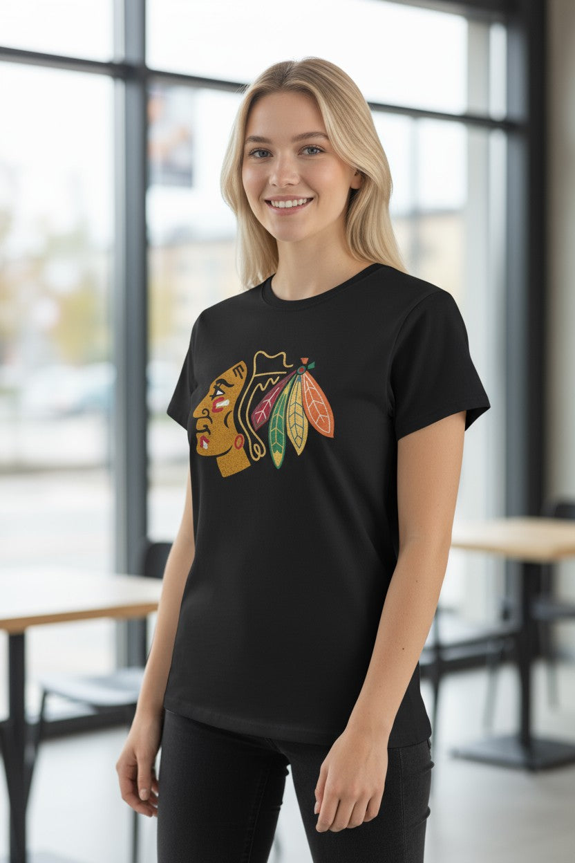 Chicago Blackhawks '47 Women's Black Primary Logo Frankie Tee