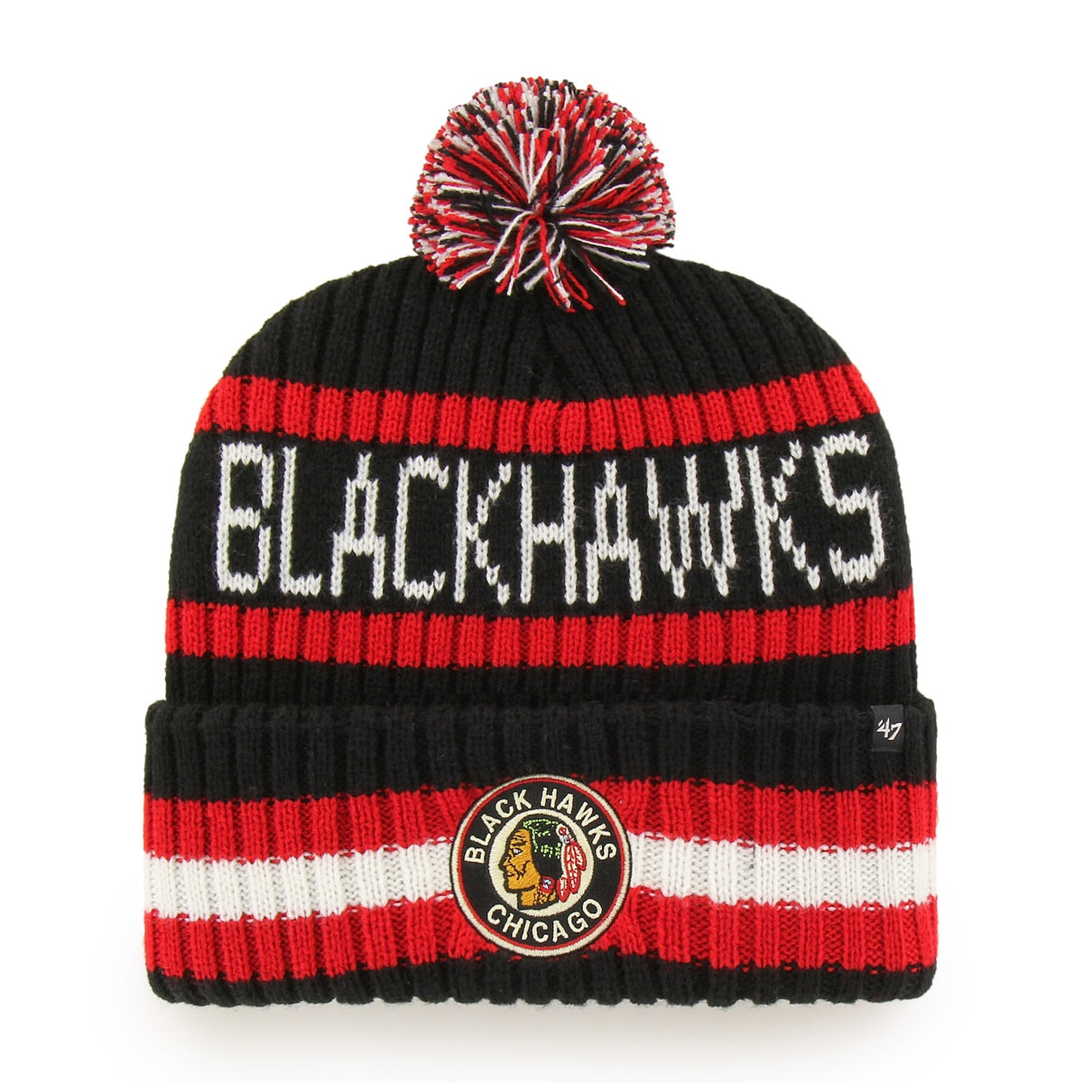 Chicago Blackhawks '47 Bering Black Cuffed Knit Hat