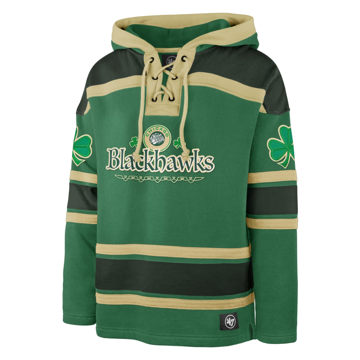 Chicago Blackhawks '47 Kelly Green McLucky Shamrock Superior Lacer Hoodie