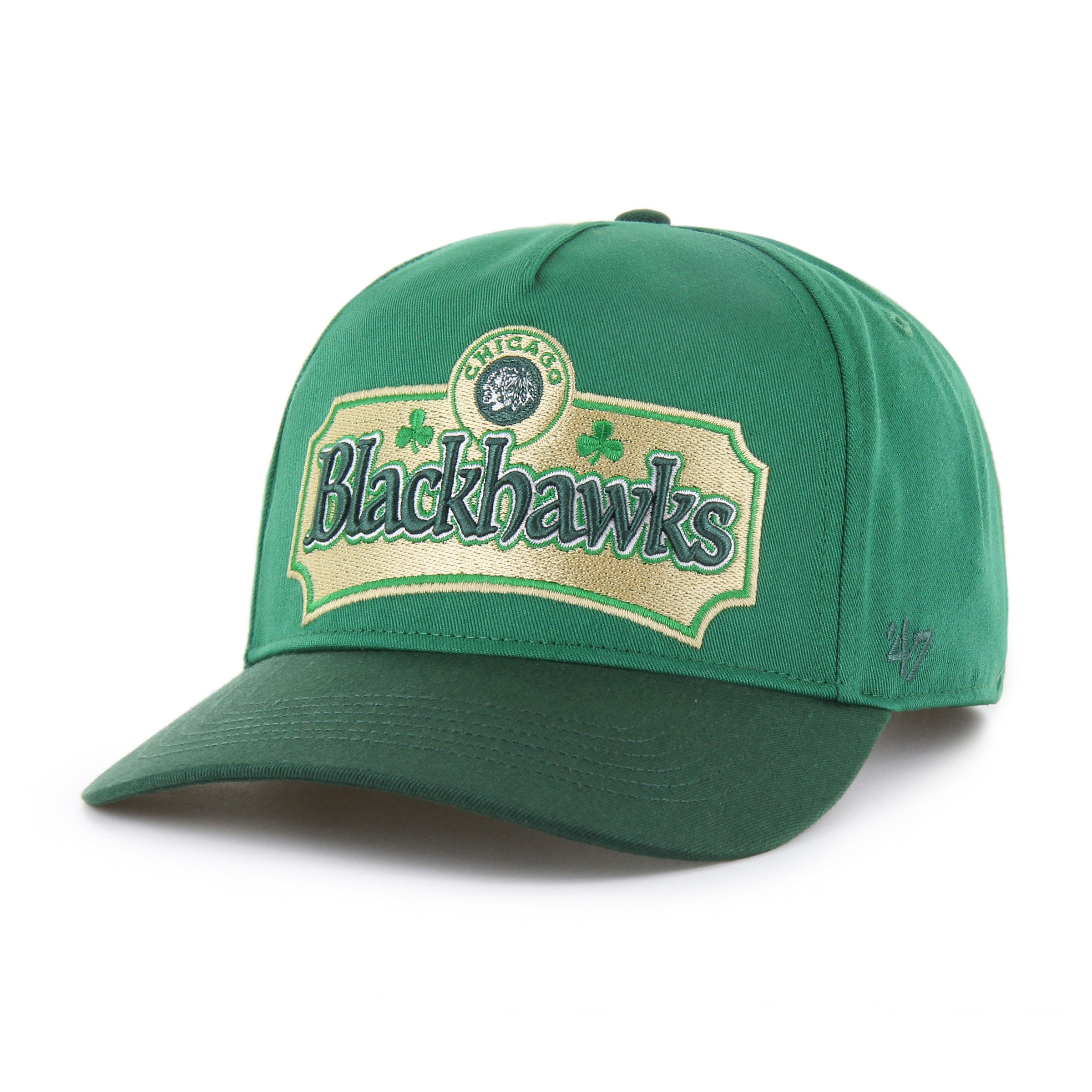 Casquette Plate Noire Snapback Avec Lettres De Chicago Blackhawks NHL De 47 Brand