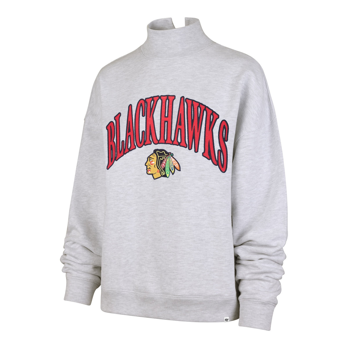 Chicago Blackhawks '47 Women's Vantage Grey Mock Neck Pullover Sweatshirt