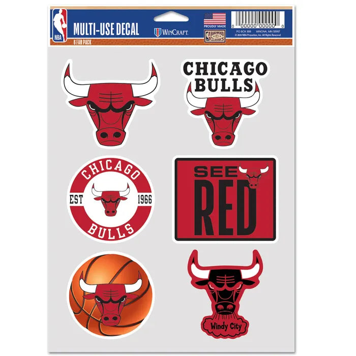 Chicago Bulls Multi Use Fan Decals 6 Pack