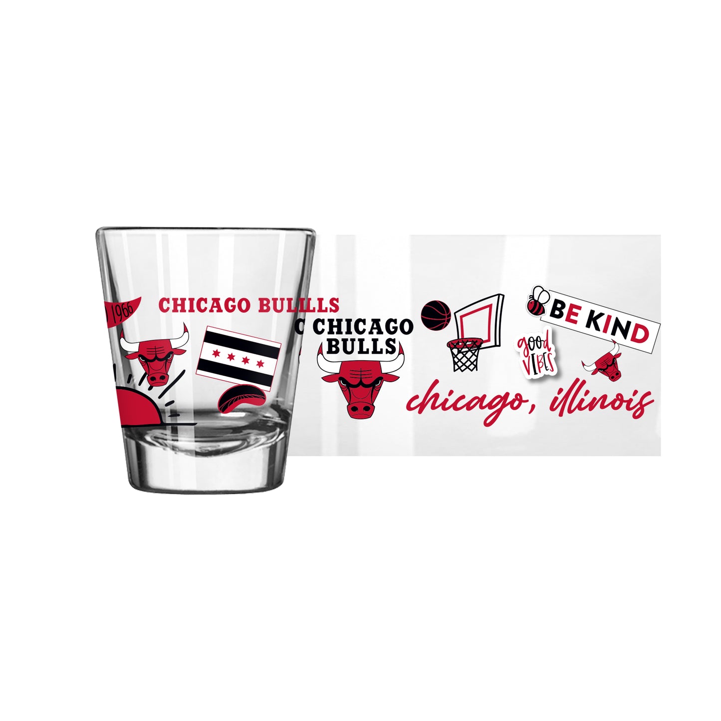 Chicago Bulls Native Design 2 oz. Shot Glass