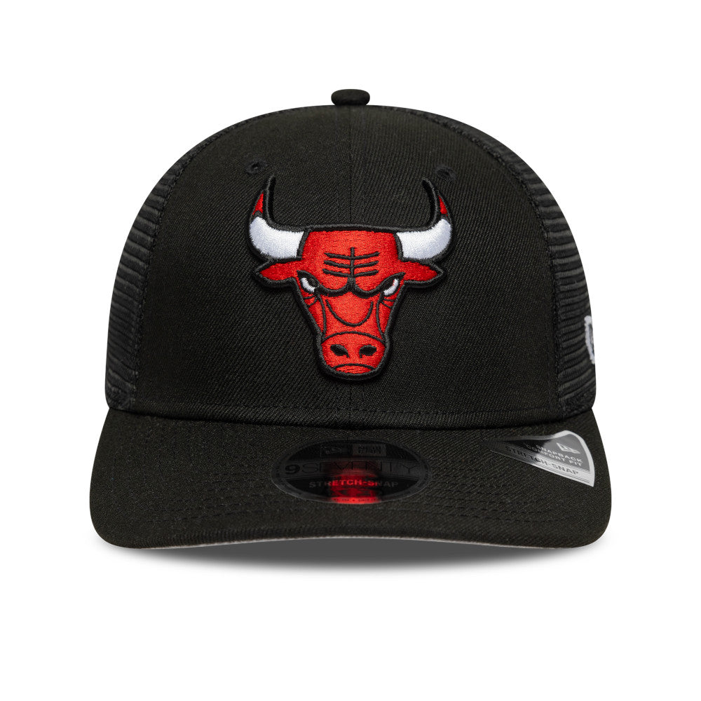 Chicago Bulls New Era Black 9SEVENTY Trucker Stretch-Snap Adjustable Hat