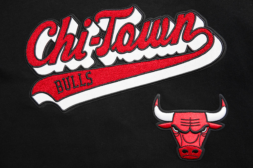 Chicago Bulls Pro Standard Men's Black Script Tail Ribbed Fleece Hoodie