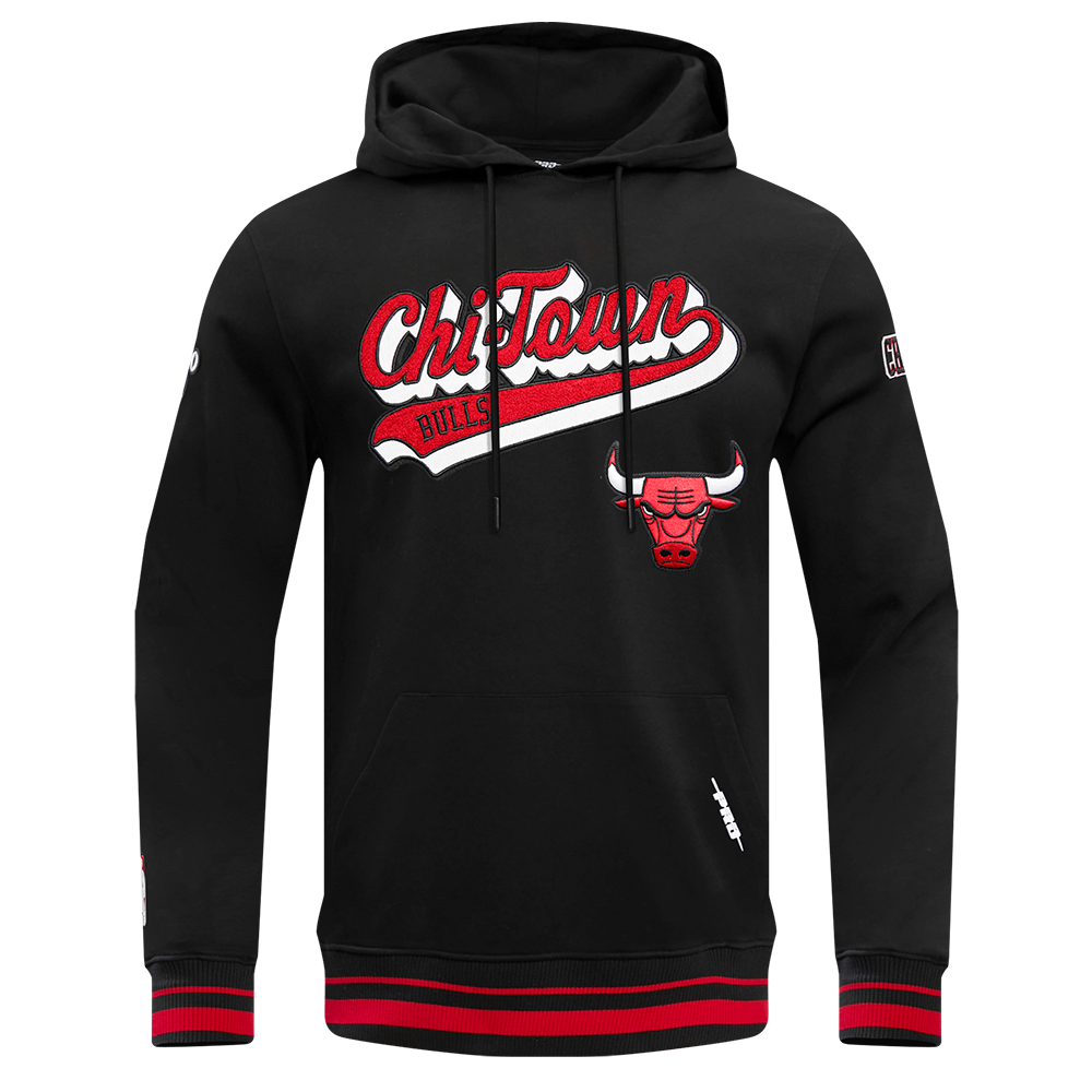 Chicago Bulls Pro Standard Men's Black Script Tail Ribbed Fleece Hoodie
