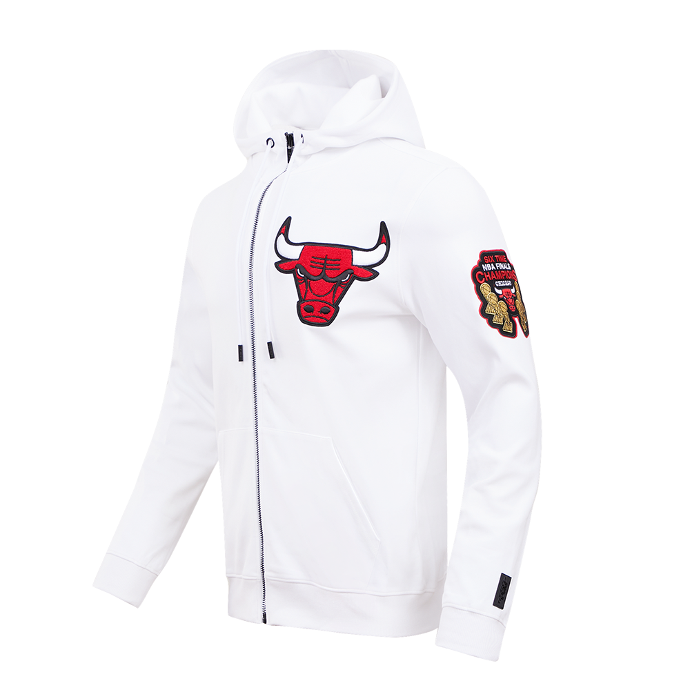 Chicago Bulls Pro Standard White Full Zip Chenille Hoodie