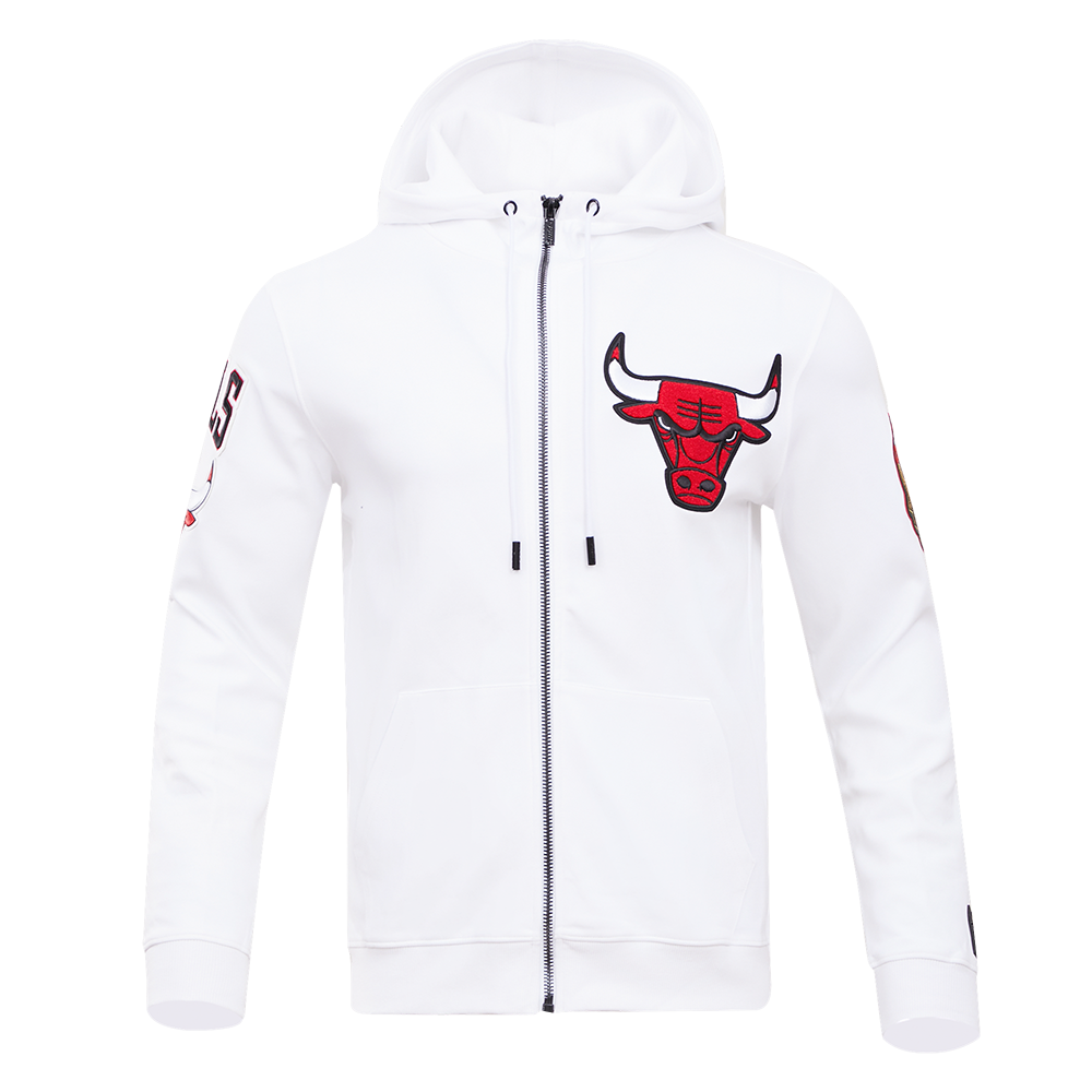 Chicago Bulls Pro Standard White Full Zip Chenille Hoodie
