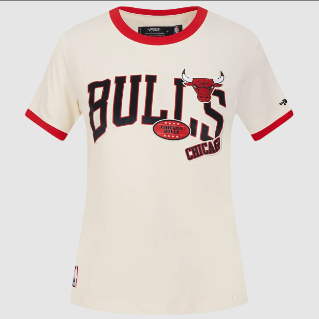 Chicago Bulls Pro Standard Women's Eggshell Retro Cascade Ringer T-Shirt