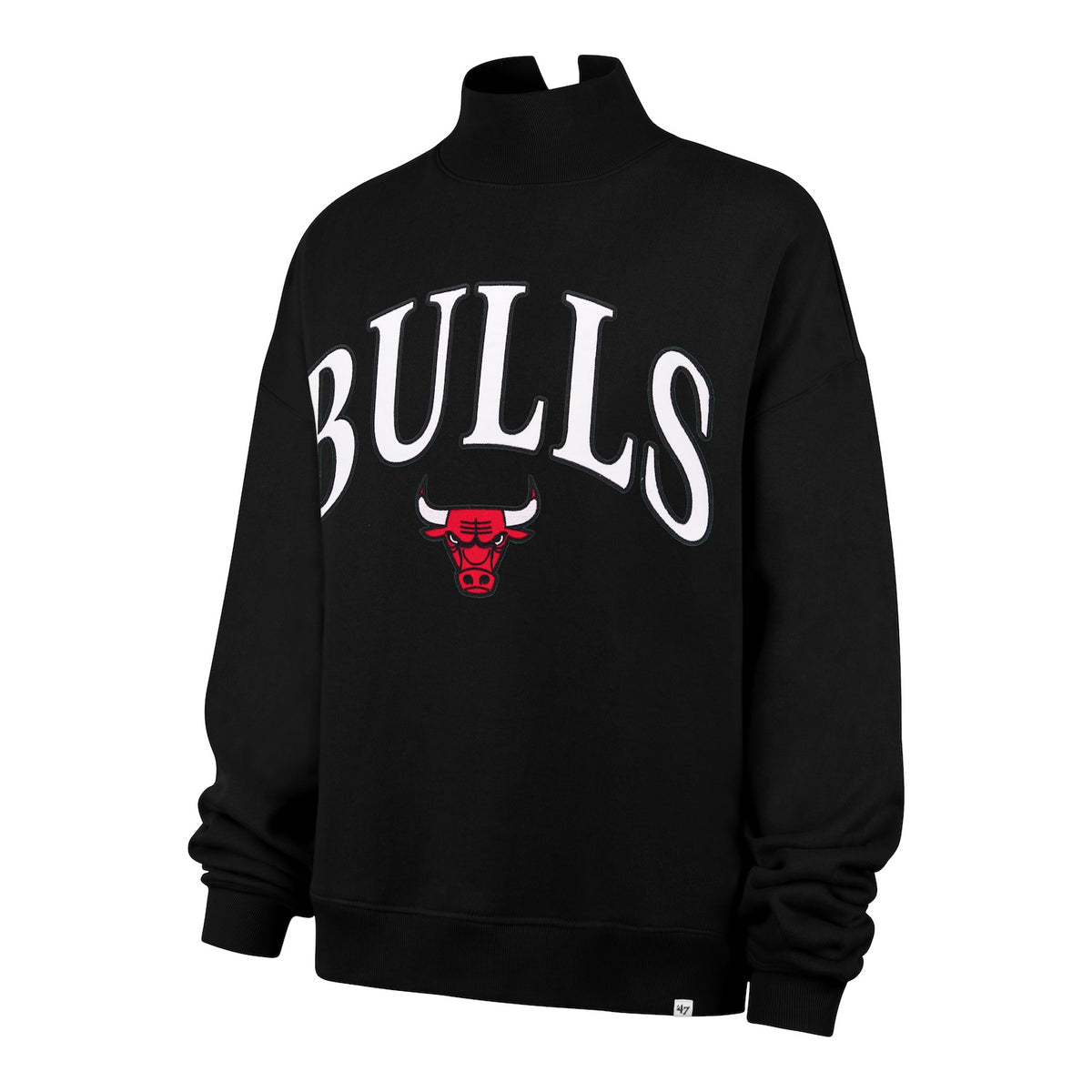 Chicago Bulls '47 Women's Vantage Black Mock Neck Pullover Sweatshirt