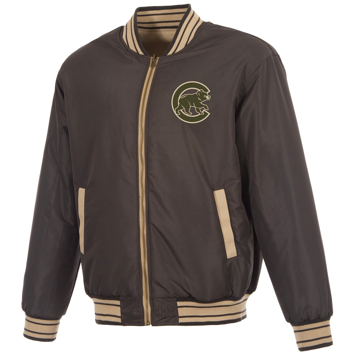 Chicago Cubs JH Design Tan Reversible Full Zip Jacket